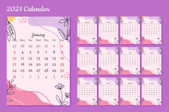 2021 Calendar Template Floral Doodle 1: Strategic Planning and Visual Communication
