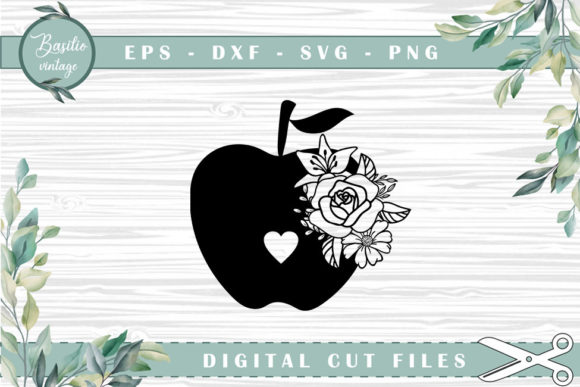 Apple Heart Floral Cutting Files for Creative Projects