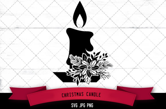 Christmas Candle Floral: Versatile Silhouette Assets for Creative Projects