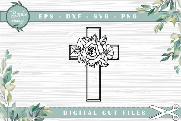 Cross Floral Cutting Files: Faith-Based Design Assets