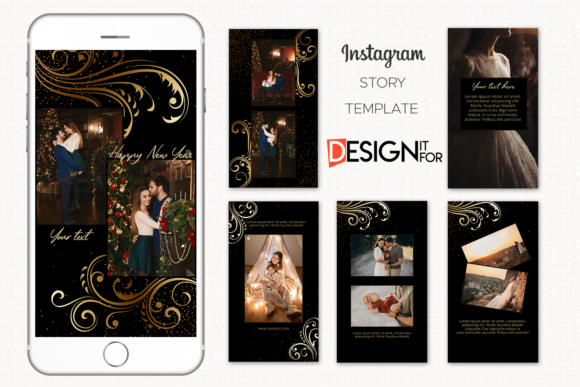Elevating Visual Narratives with the Black Gold Floral Instagram Story Template
