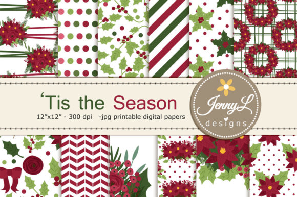 Floral Christmas Digital Paper Clipart Guide