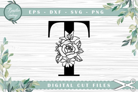 Floral Letter T Alphabet Cutting Files Guide