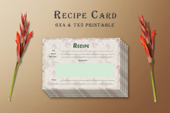 Floral Pattern Recipe Card Template Design