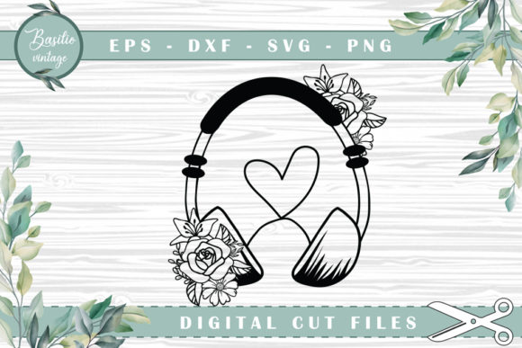 Headphone Floral Cutting Files for Creative Projects