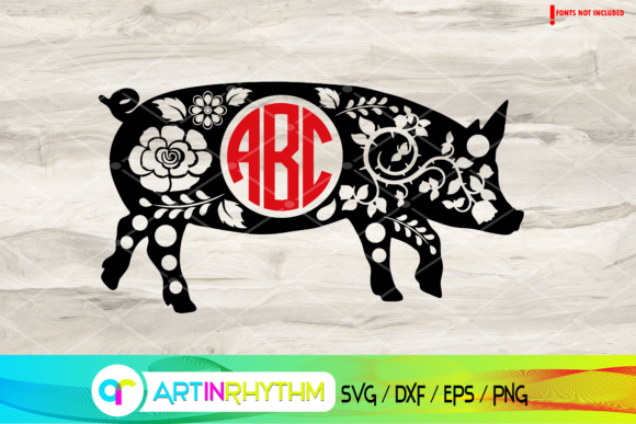 Pig, Animal & Floral SVG Designs for Instant Projects